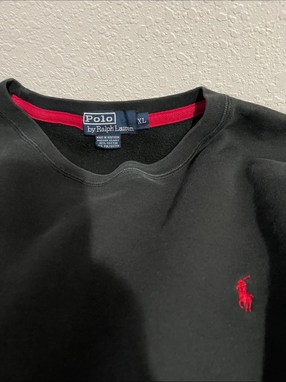 Polo by Ralph Lauren Black Crewneck Sweatshirt with Red Pony